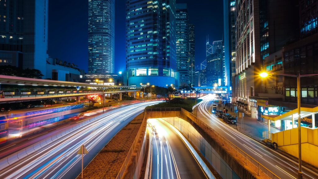 time lapse image of hong kong at night