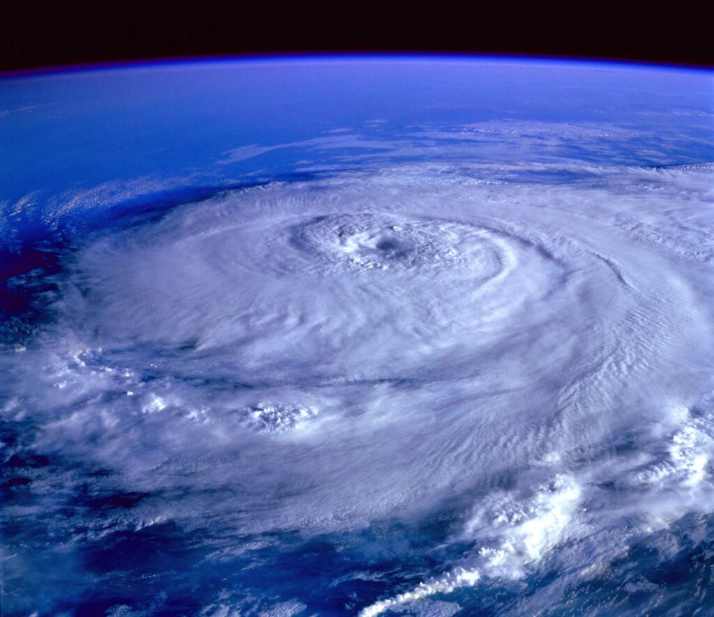 view of hurricane forming from space