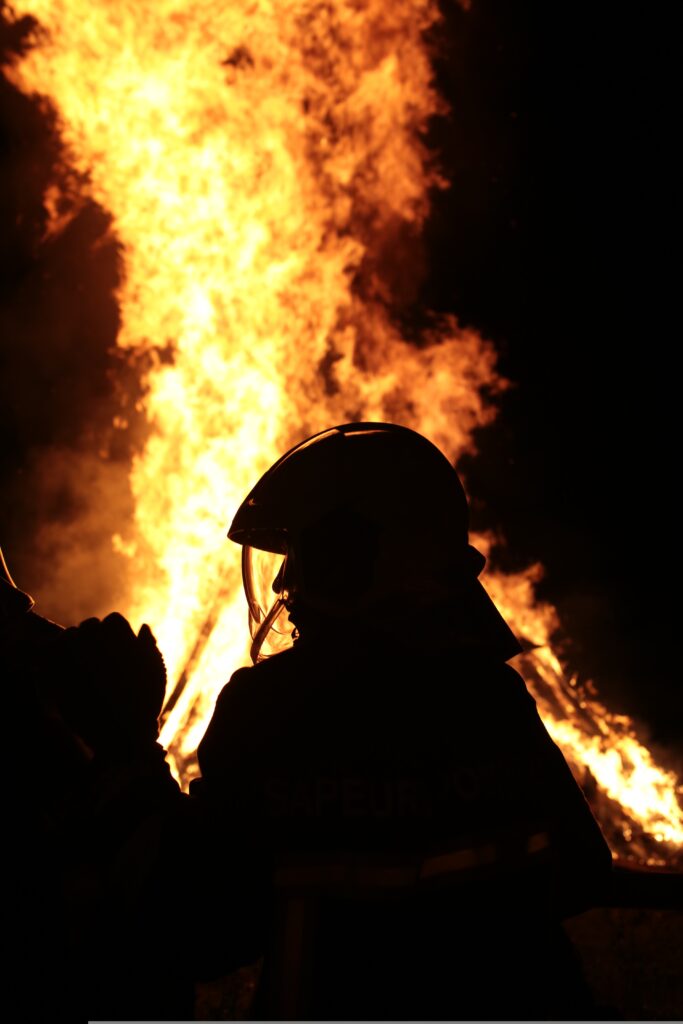 firefighter in silhouette